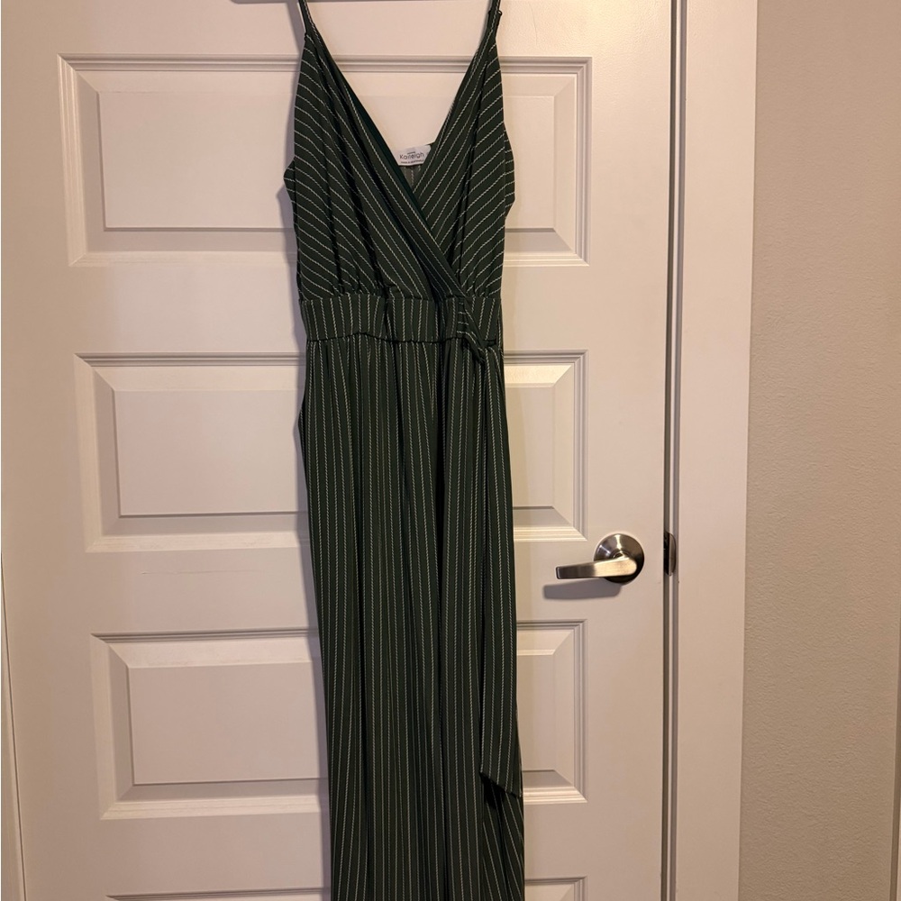 Kaileigh Green Striped Jumpsuit